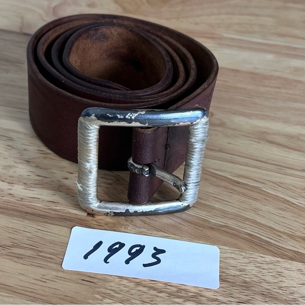 Lucky Brand Belt Mens Size 33 Brown Genuine Leather Vintage Distressed
